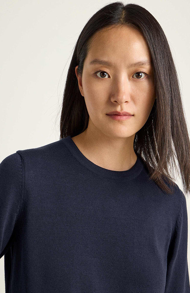 Lanius fine-knit sweater dark blue in organic cotton | Sophie Stone