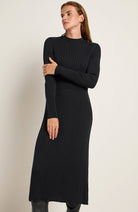 Lanius Dress textured black from organic cotton | Sophie Stone