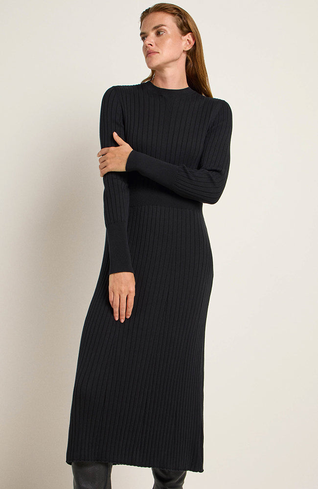 Lanius Dress textured black from organic cotton | Sophie Stone