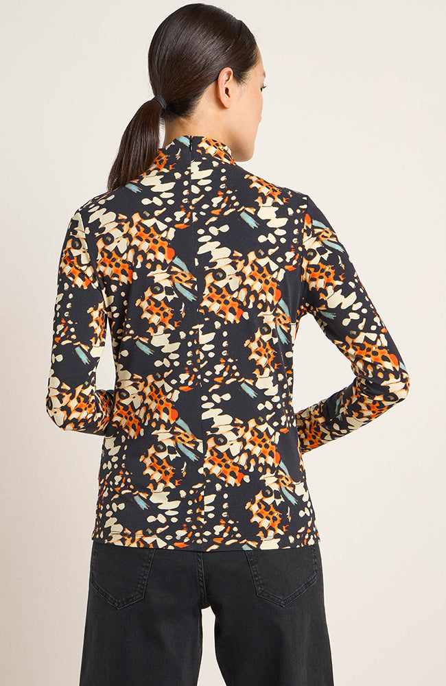 Lanius Rollkragenpullover print orange aus strapazierfähigem Lyocell TENCEL für Damen | Sophie Stone