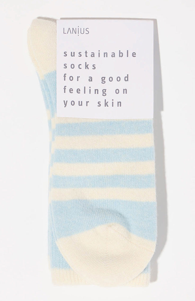 Lanius sustainable stripe socks blue from organic cotton and virgin wool | Sophie Stone