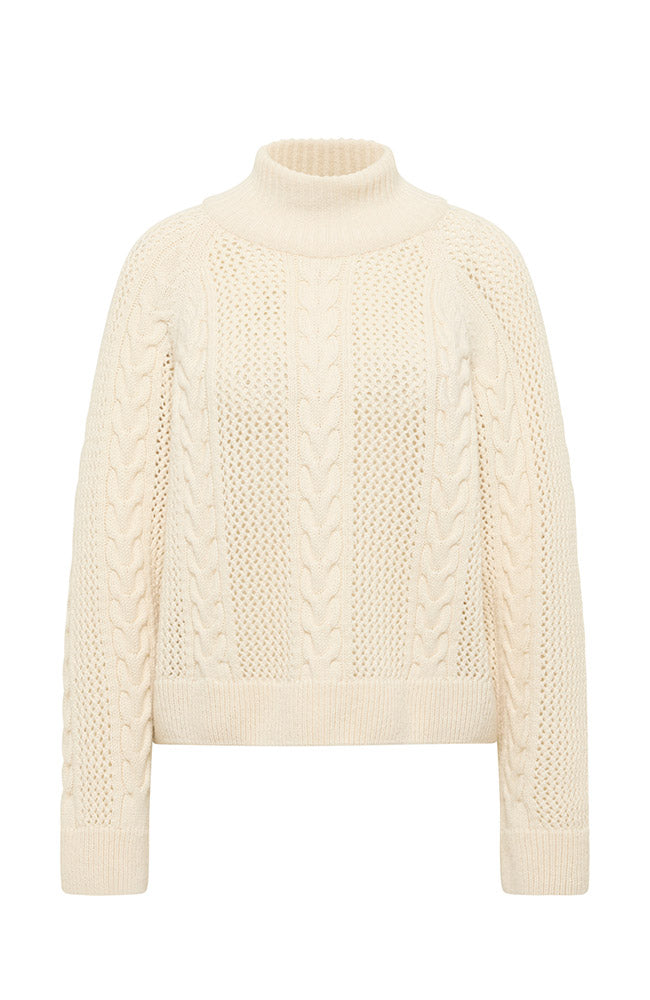 LANIUS Kabeltrui off-white van bio katoen en wol voor dames | Sophie Stone