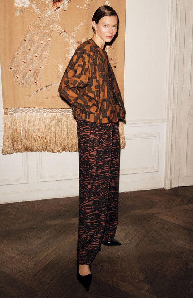 Lanius wide leg broek animal stripes van 100% Lyocell TENCEL voor dames | Sophie Stone