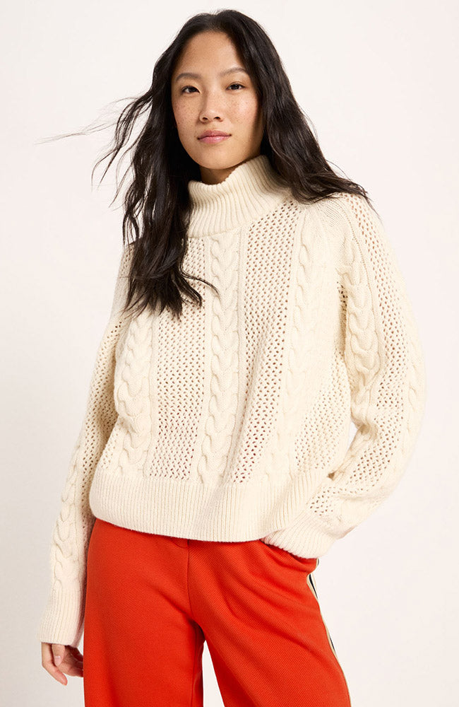 LANIUS Kabeltrui off-white van 45% bio katoen en 55% wol voor vrouwen | Sophie Stone