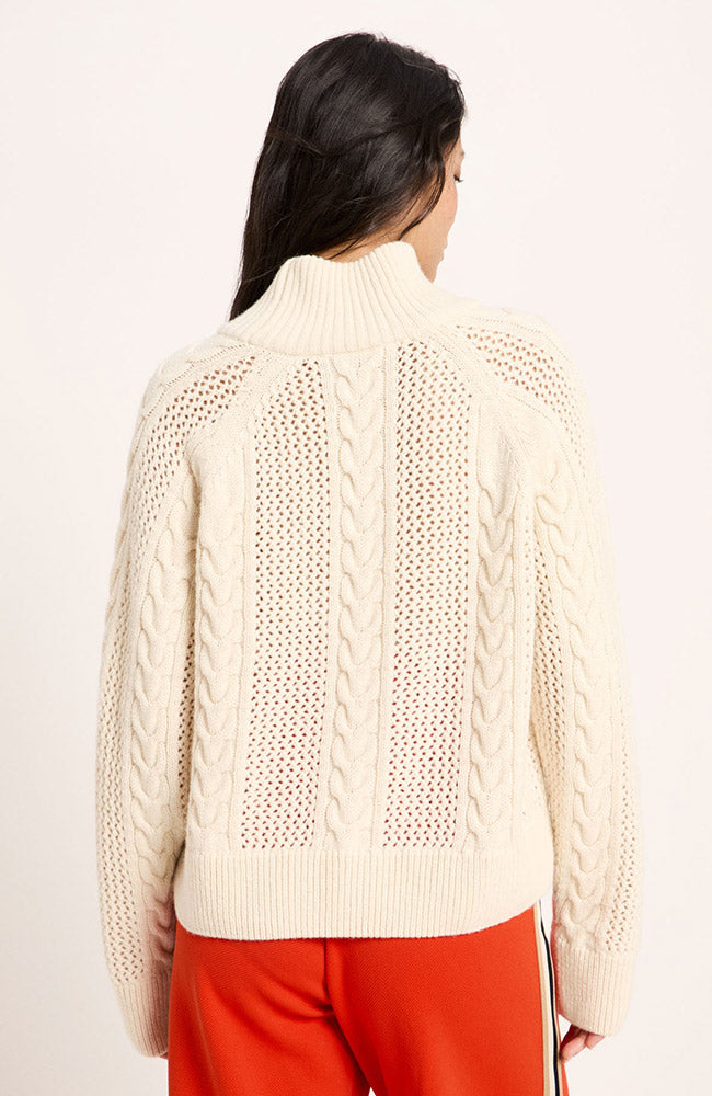LANIUS Kabeltrui beige van 45% bio katoen en 55% wol voor dames | Sophie Stone
