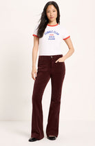 Lanius Flared Corduroy Pants in Chocolate, made from 100% organic cotton, for women | Sophie Stone