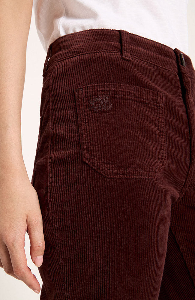 Lanius Flared Corduroy Pants in Chocolate, made from 100% organic cotton, for women | Sophie Stone