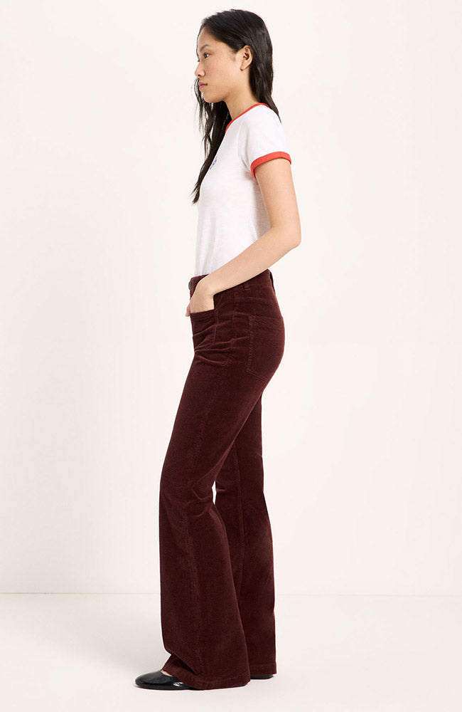 Lanius Flared Corduroy Pants, Chocolate, made from 100% organic cotton, for women | Sophie Stone