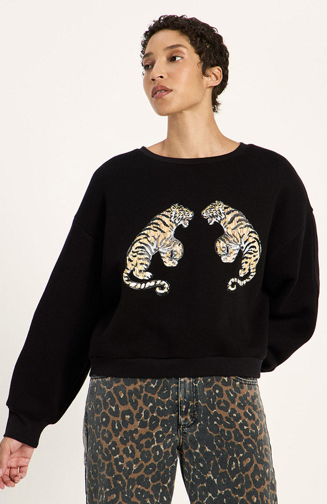 Lanius Statement sweatshirt zwart van 100% GOTS bio katoen voor dames | Sophie Stone