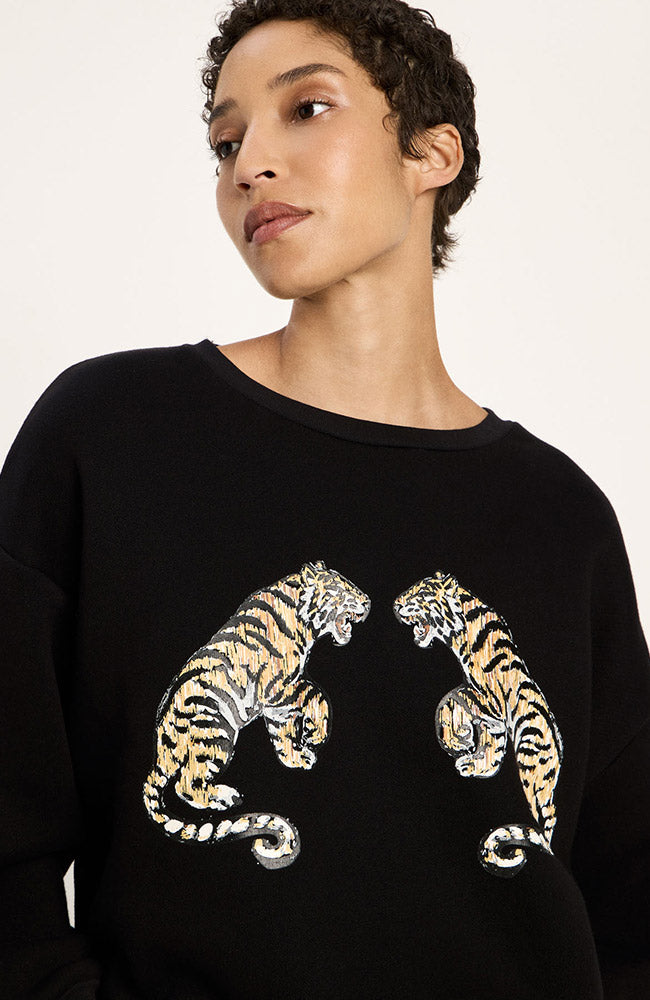 Lanius Statement sweatshirt zwart van 100% GOTS bio katoen voor dames | Sophie Stone