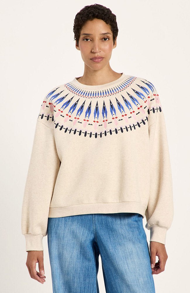 Lanius Statement sweatshirt beige van 80% GOTS biologisch katoen voor dames | Sophie Stone