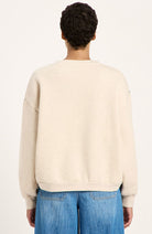 Lanius Statement sweatshirt beige multi van 80% GOTS bio katoen voor dames | Sophie Stone