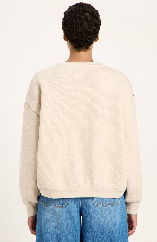 Lanius Statement sweatshirt beige multi van 80% GOTS bio katoen voor dames | Sophie Stone