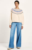 Lanius Statement sweatshirt beige van 80% GOTS bio katoen vrouw | Sophie Stone