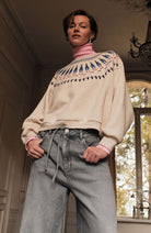Lanius Statement sweatshirt beige van 80% GOTS bio katoen voor dames | Sophie Stone