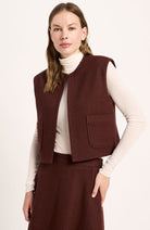 LANIUS Bitter Chocolate Wool and Cotton Cardigan for Women | Sophie Stone