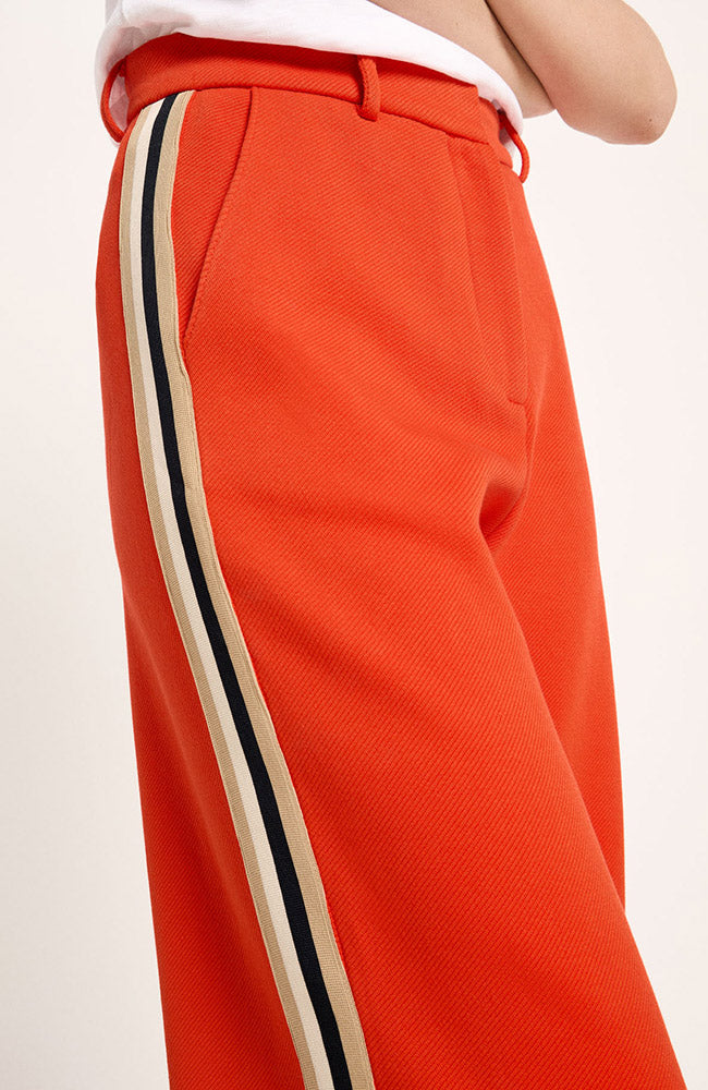 Lanius Fire broek contrast 100% GOTS bio katoen rood voor dames | Sophie Stone