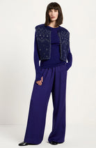 LANIUS Blue Wool Jacquard Cardigan for Women | Sophie Stone