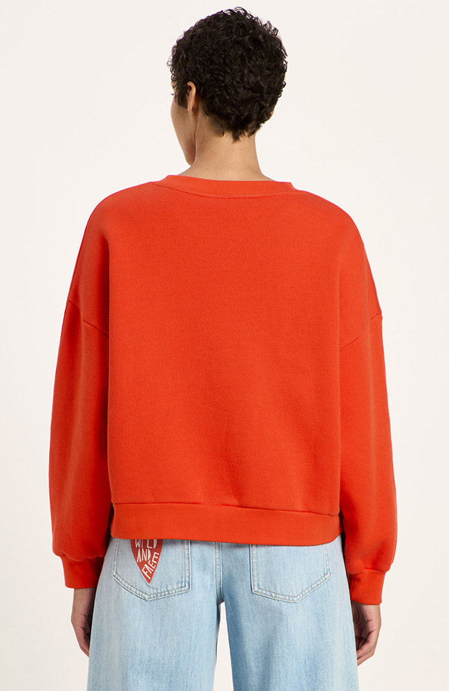 Lanius Statement sweatshirt fire rood van biologisch katoen voor dames | Sophie Stone