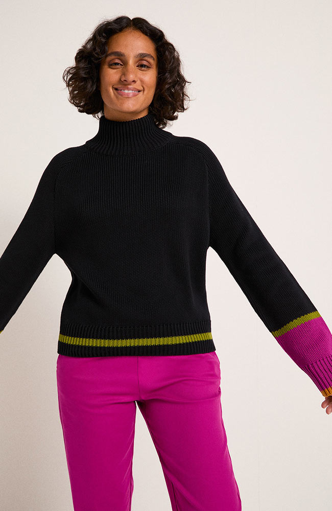 LANIUS Colourblock trui zwart van duurzaam bio katoen | Sophie Stone