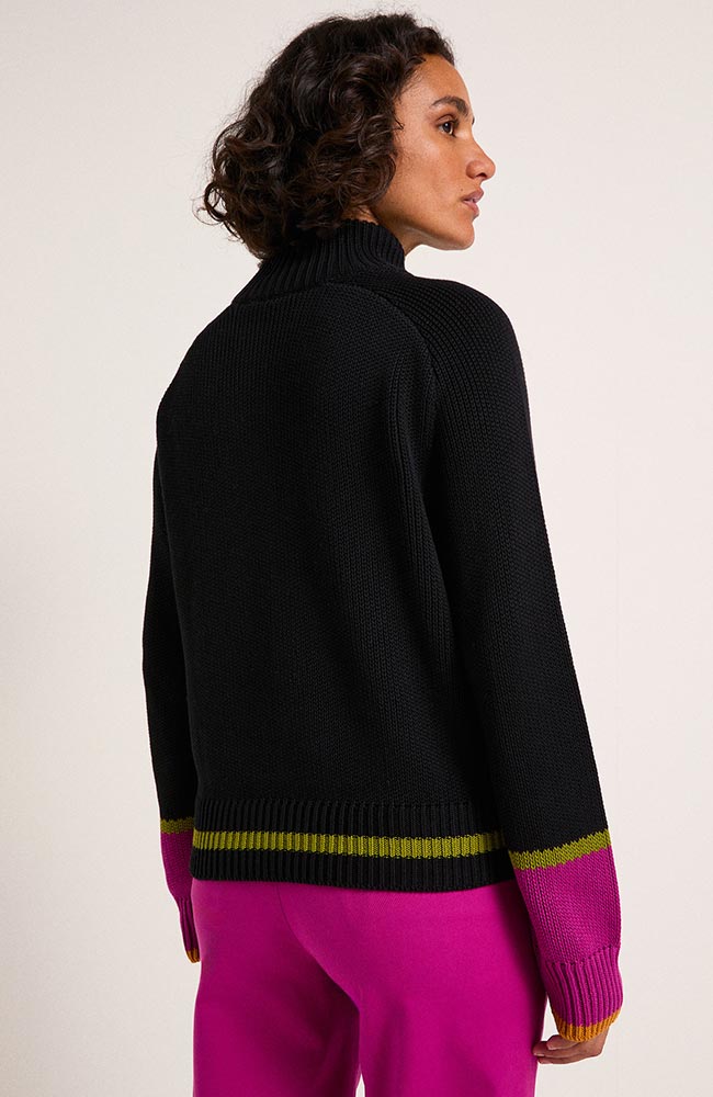 LANIUS Colourblock trui zwart organic cotton | Sophie Stone