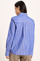 Lanius Blouse streepjes blauw van bio katoen voor dames | Sophie Stone