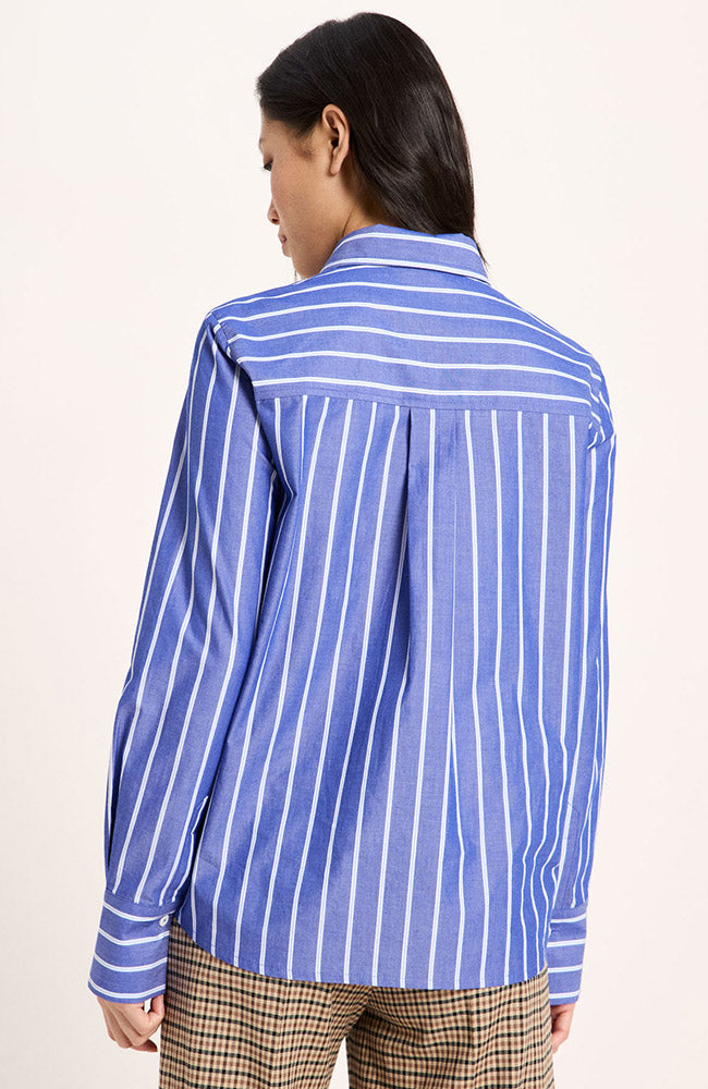 Lanius Blouse streepjes blauw van bio katoen voor dames | Sophie Stone