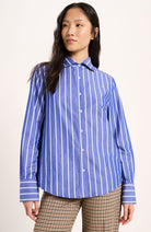 Lanius Blouse streep blauw van biologisch katoen voor vrouwen | Sophie Stone