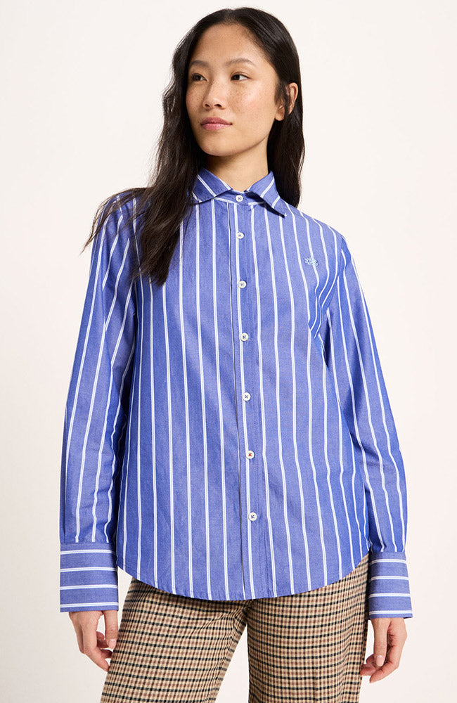 Lanius Blouse streep blauw van biologisch katoen voor vrouwen | Sophie Stone