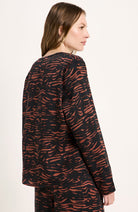 Lanius Tencel blouse animal stripes chocolate vrouw | Sophie Stone