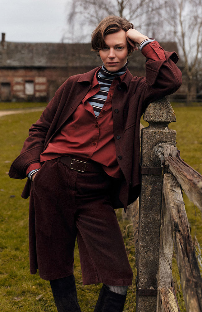 Lanius Blouse rood mahogany van bio katoen vrouw | Sophie Stone