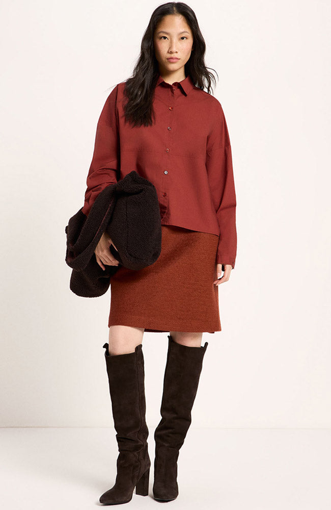 Lanius Blouse rood mahogany van biologisch katoen vrouw | Sophie Stone