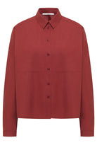 Lanius Blouse rood mahogany van bio katoen voor dames | Sophie Stone