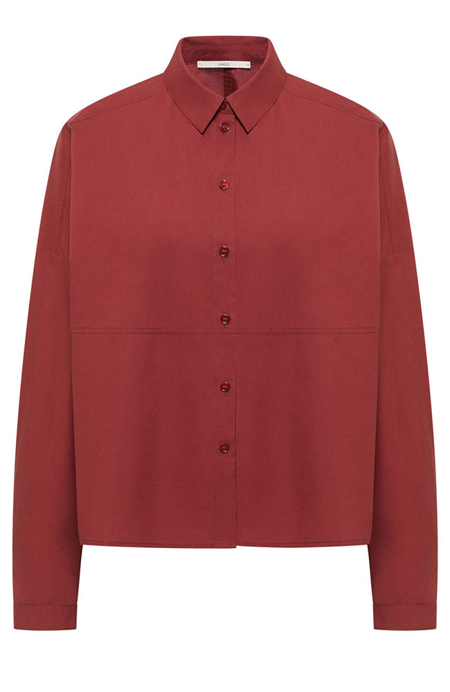 Lanius Blouse rood mahogany van bio katoen voor dames | Sophie Stone