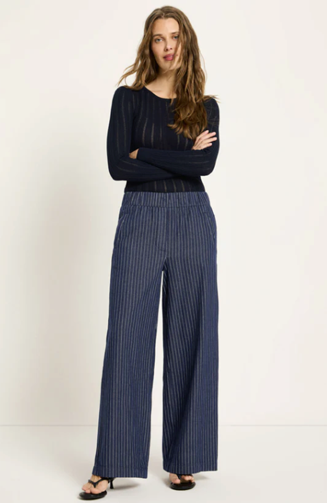Lanius broek streep navy wit gemaakt van katoen voor dames | Sophie Stone