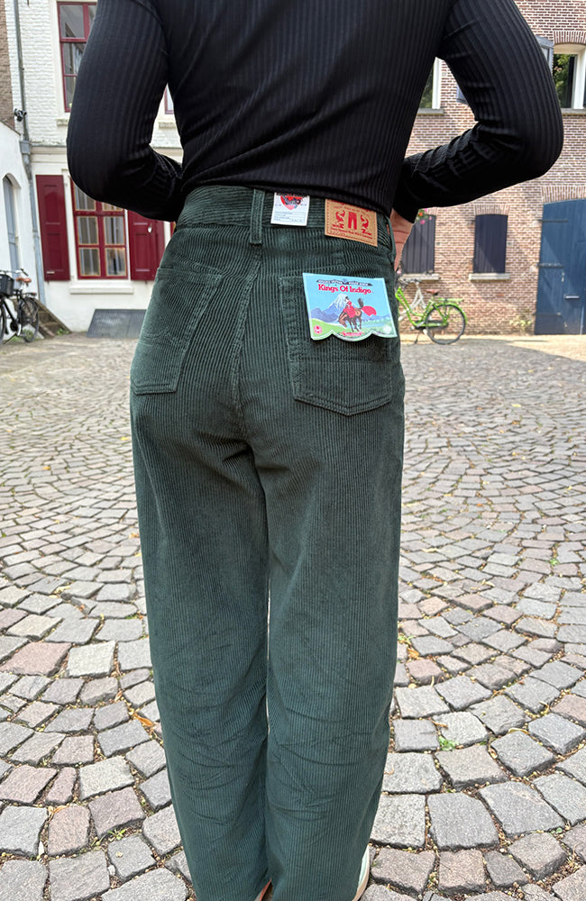 Kings of Indigo Leila cord pants dark green from organic cotton