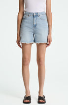 Kings of Indigo Liora short ruffles blue organic cotton women's | Sophie Stone