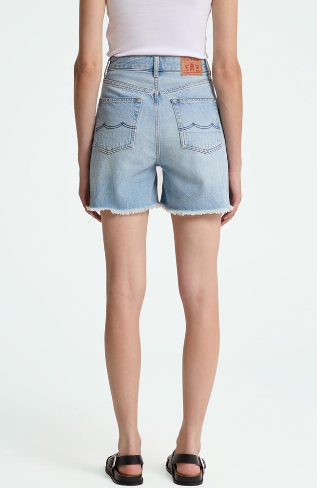 Kings of Indigo Liora short ruffles blue organic cotton women's | Sophie Stone