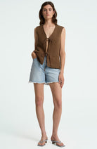 Kings of Indigo Liora short ruffles blue organic cotton women's | Sophie Stone