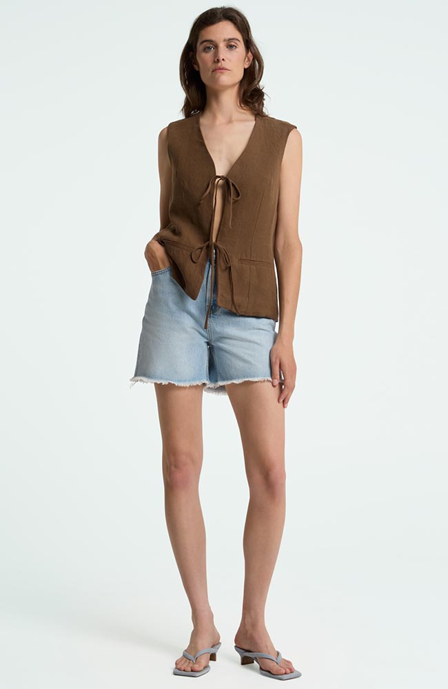 Kings of Indigo Liora short ruffles blue organic cotton women's | Sophie Stone