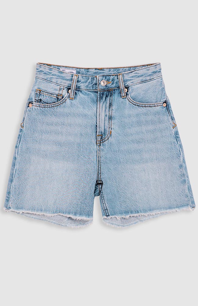 Kings of Indigo Liora short ruffles blue organic cotton women's | Sophie Stone