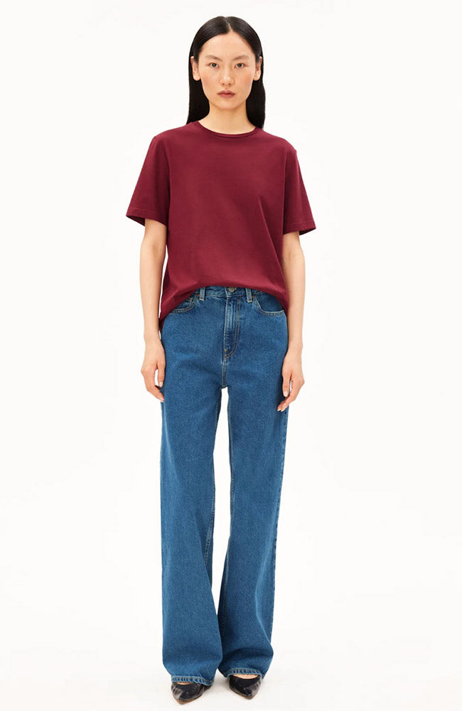 ARMEDANGELS Luaala t-shirt rood van bio katoen vrouw | Sophie Stone