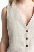 Kings of Indigo Lucia Gilet undyed linen for women | Sophie Stone