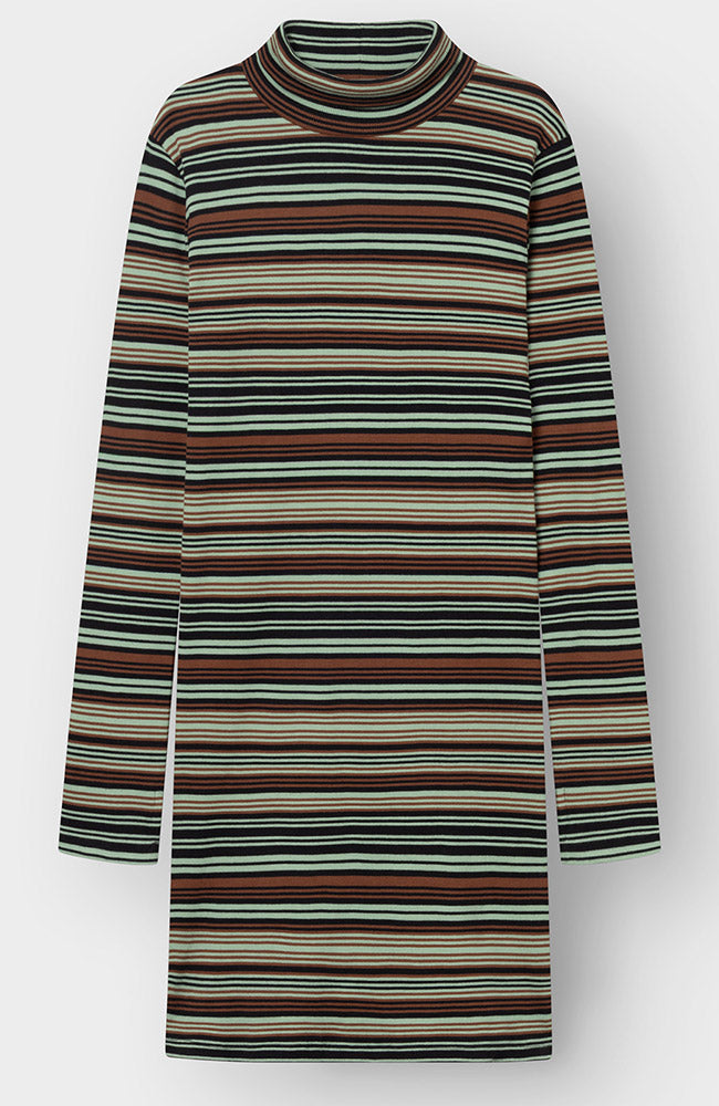 Dedicated Lunsen jurk stripe green van 95% GOTS biologisch katoen dames | Sophie Stone 
