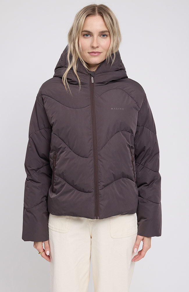 MAZINE Waves quilt short puffer jas eggplant van GRS voor dames | Sophie Stone