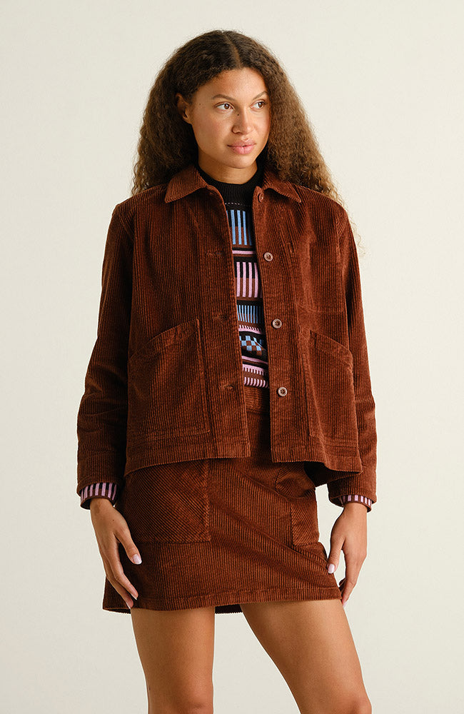 Dedicated Majorna Corduroy rokje bruin van 98% GOTS bio katoen vrouwen | Sophie Stone