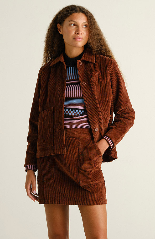 Dedicated Majorna Corduroy rokje bruin van 98% GOTS bio katoen dames | Sophie Stone