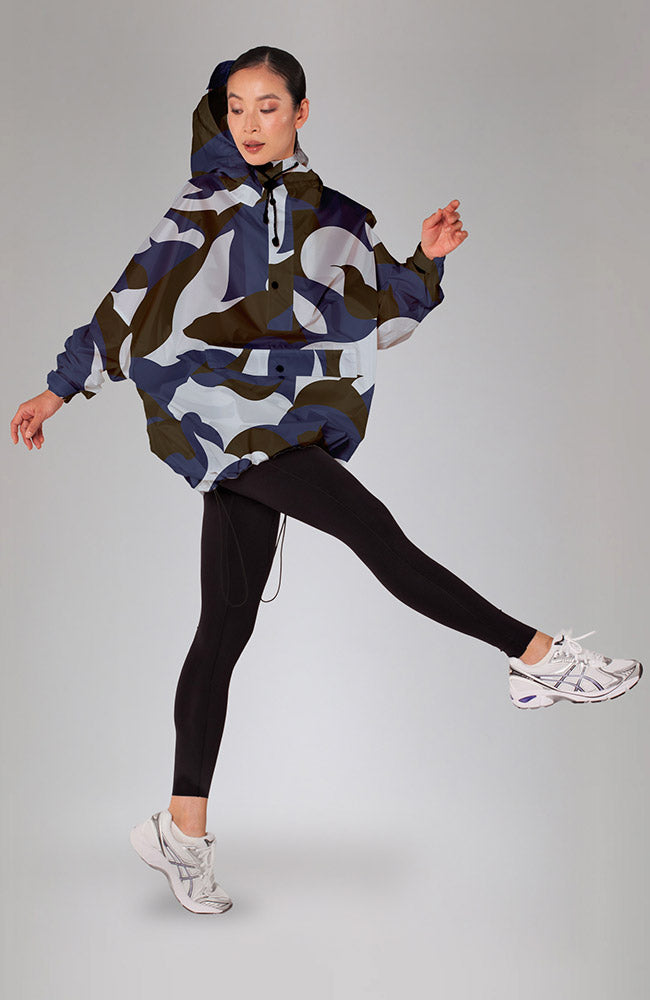 Rainkiss Malika Anorak regenponcho blauw van GRS gerecycled PET vrouwen | Sophie Stone
