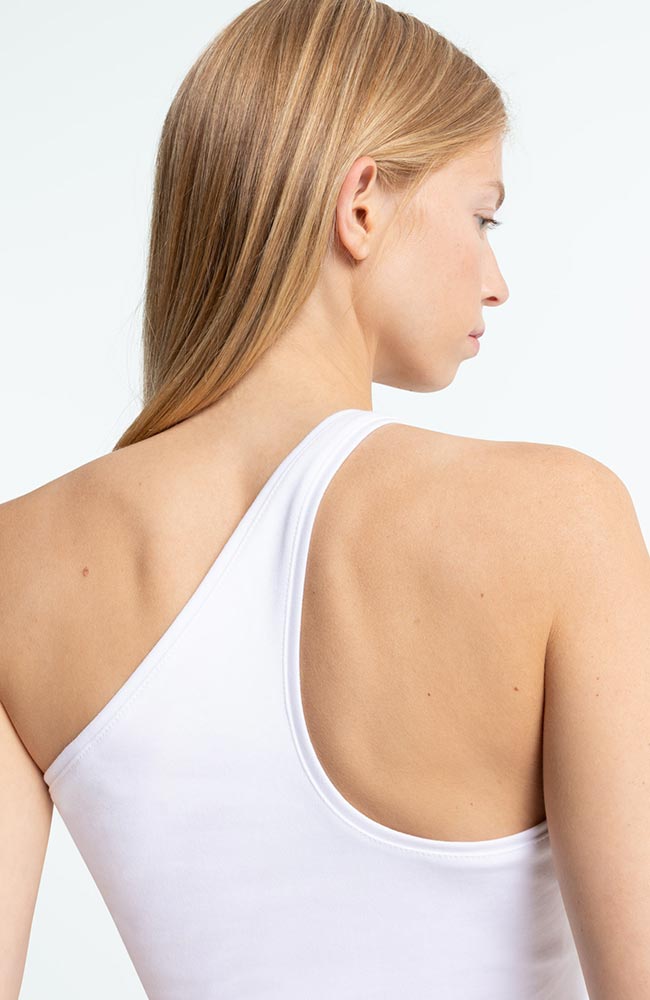 Kings of Indigo Mathilda asymmetrical shirt in white organic cotton for women | Sophie Stone