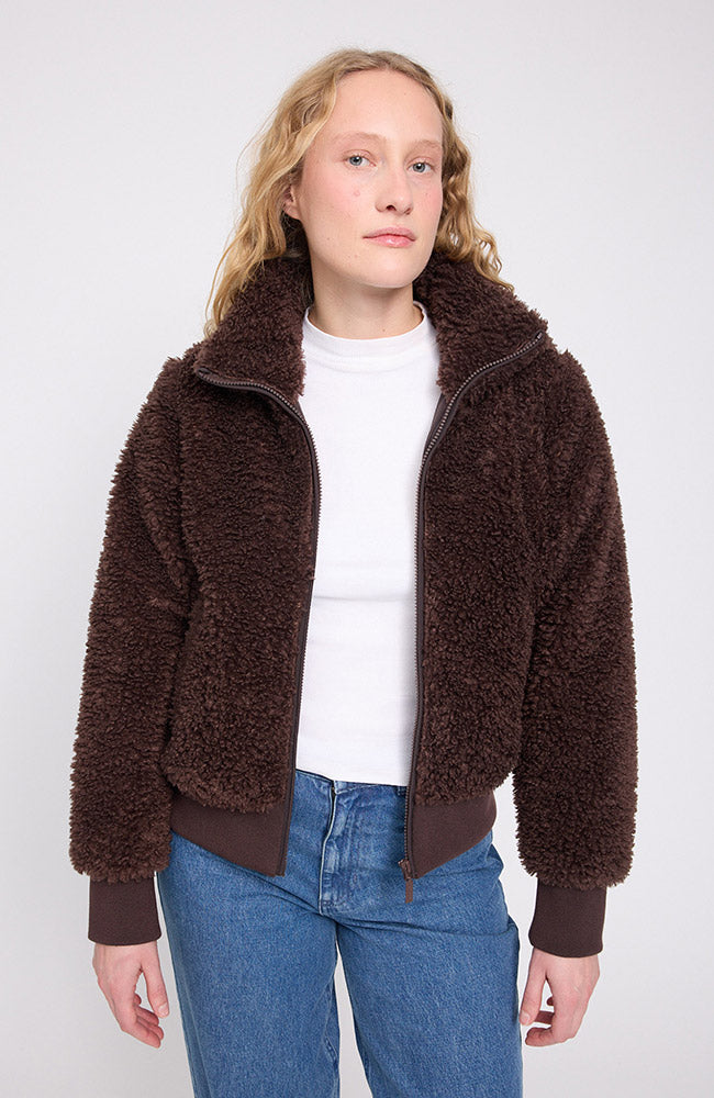 MAZINE Faux fur blouson jas coffee van GRS voor dames | Sophie Stone